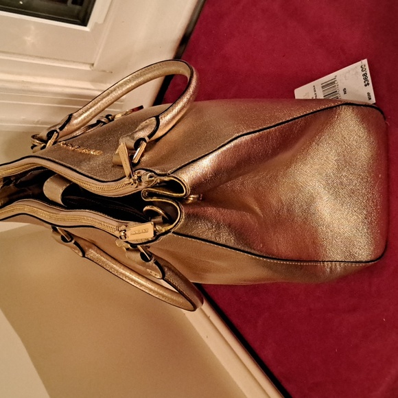 SOLD NEW  Michael Kors Sutton Pale Gold Leather Satchel/CBwithTags - Picture 7 of 14